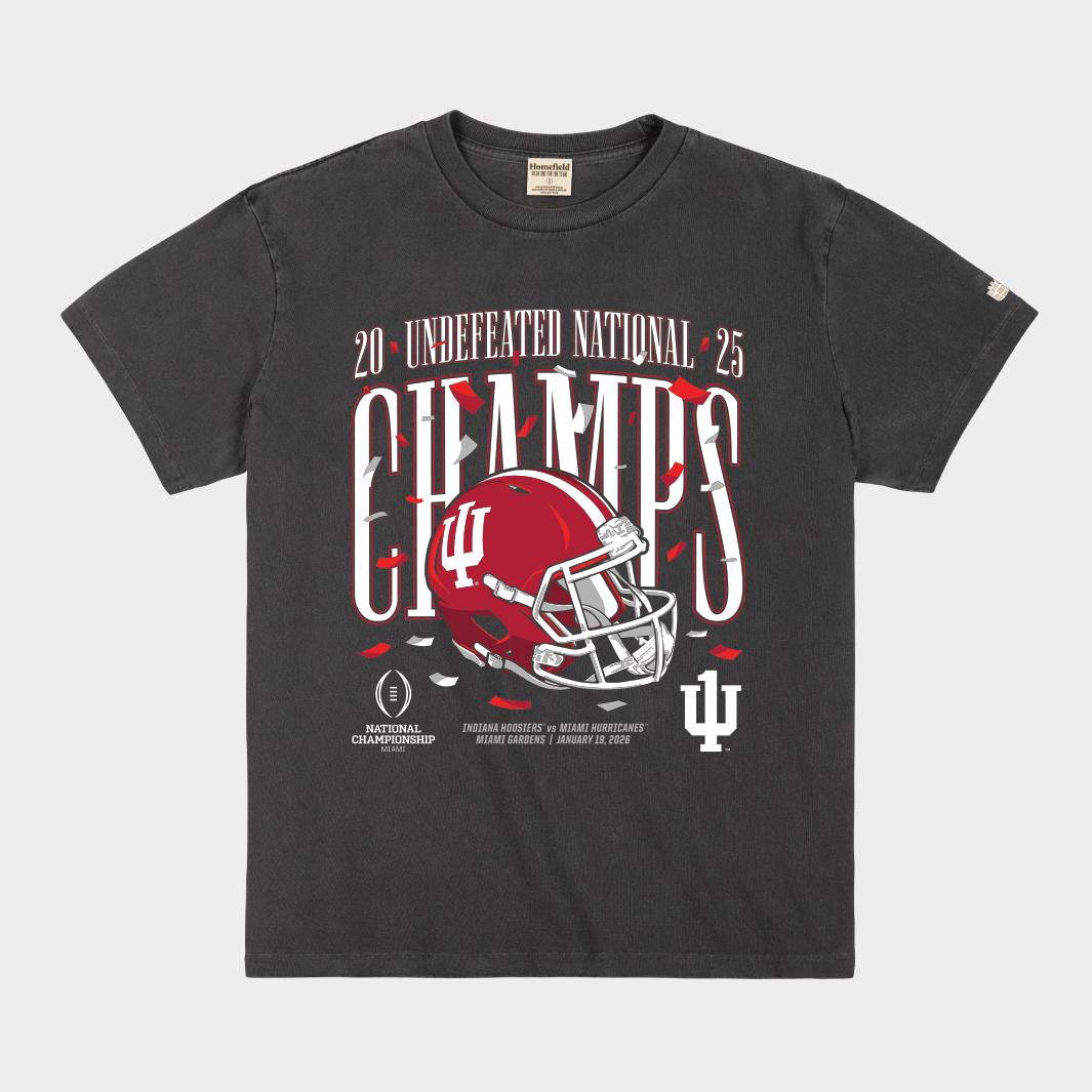 Indiana Football 2025 Undefeated National Champs Helmet Vintage Heayweight Tee