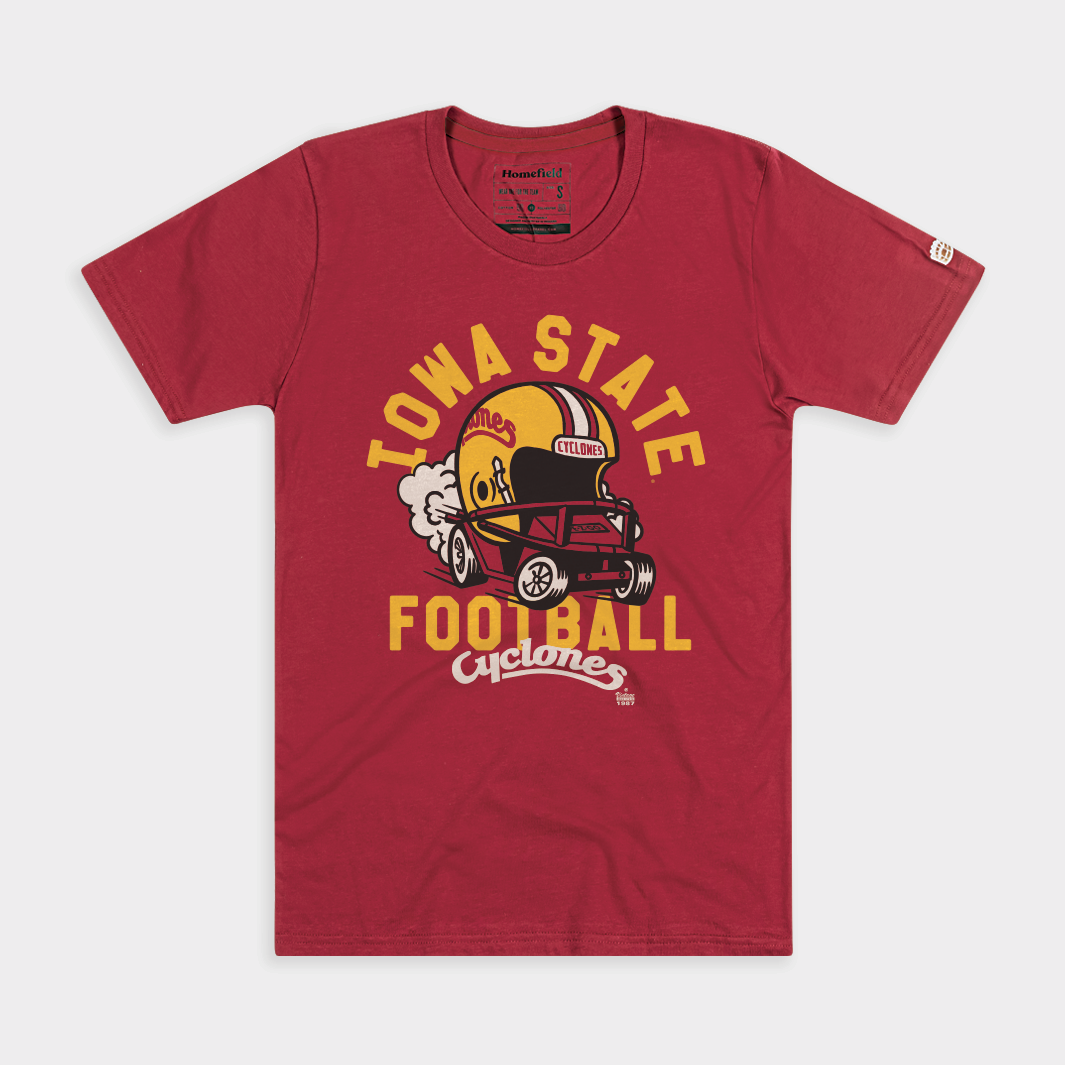Homefield Iowa State Cyclones Cardinal Football Helmet Cart Short Sleeve Fashion T Shirt, Cardinal, Size S