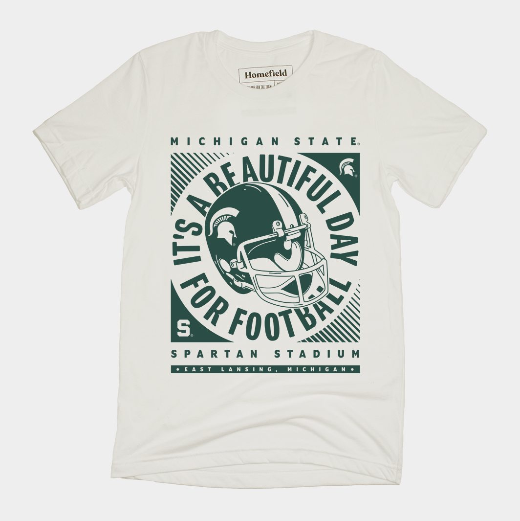 michigan state football gear MSU It's A Beautiful Day For Football Tee XXL / Cream, Homefield, Vintage College Apparel