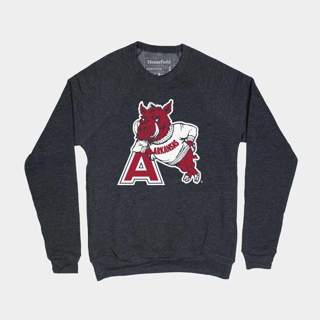 Vintage Arkansas Razorback Leaning Mascot Crew Homefield Apparel