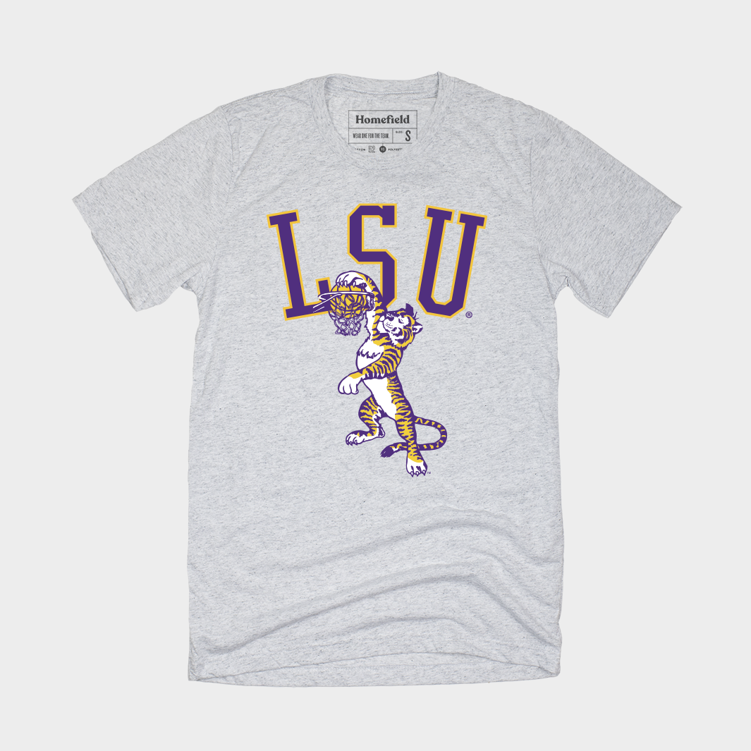 Homefield Vintage LSU Dunking Tiger Basketball T-Shirt XS / Triblend Ash