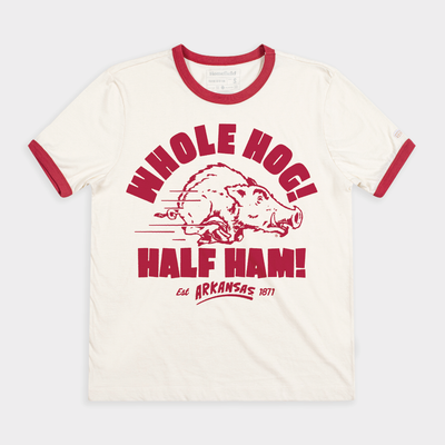 Arkansas "Whole Hog! Half Ham!" Ringer Tee