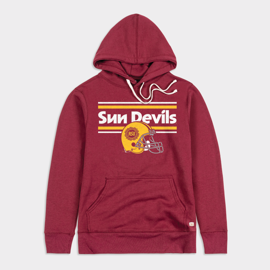 classic arizona state football helmet Vintage Arizona State Football Helmet Hoodie 4XL / Maroon, Homefield, Vintage College Apparel