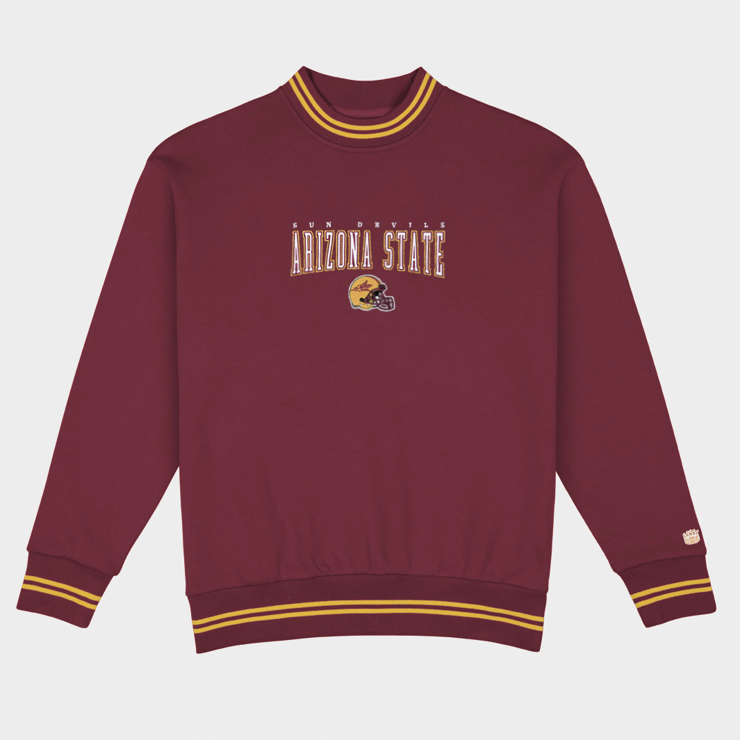 Arizona State Football Embroidered Tri-Stripe Crewneck