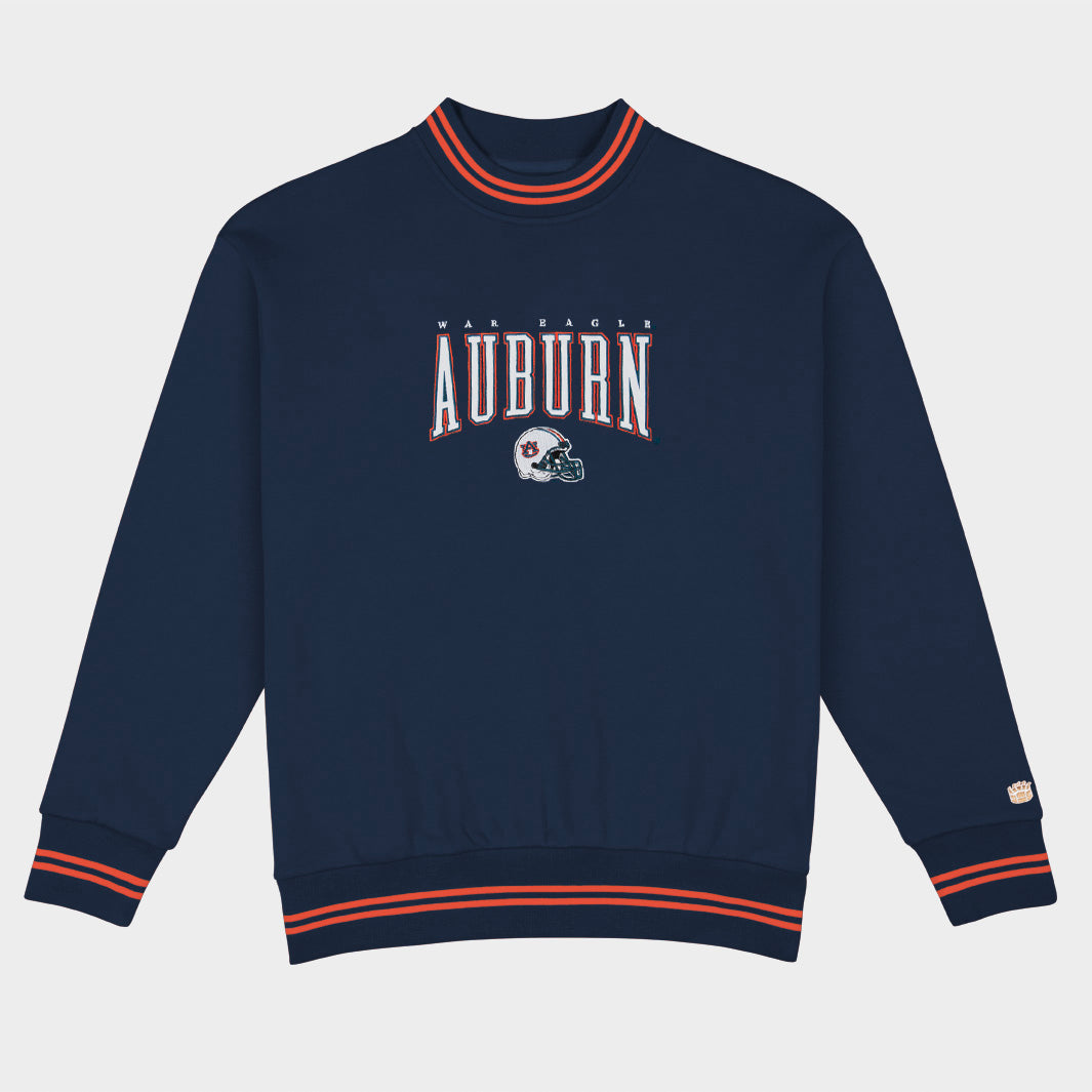 Auburn Football Embroidered Tri-Stripe Crewneck