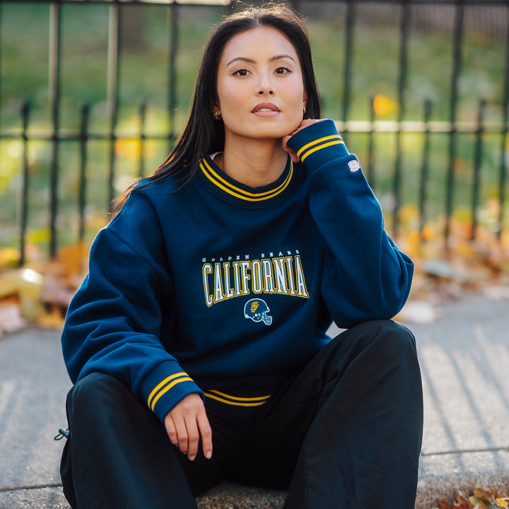 Cal Football Embroidered Tri-Stripe Crewneck | Homefield