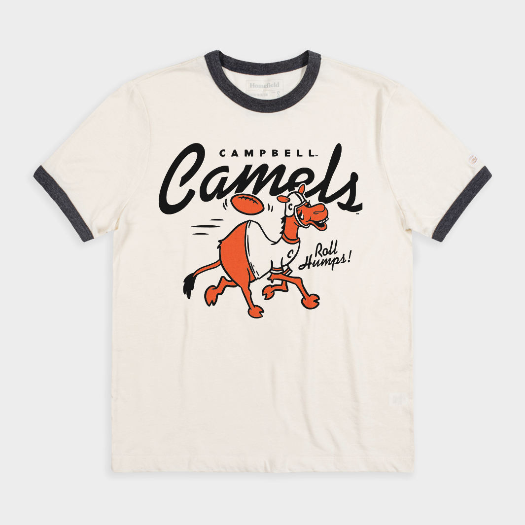 Campbell Fighting Camels "Roll Humps!" Football Ringer Tee