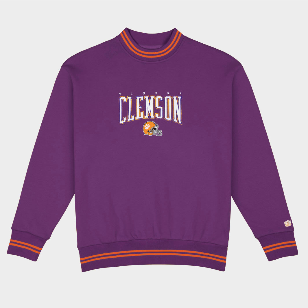 Clemson Football Embroidered Tri-Stripe Crewneck