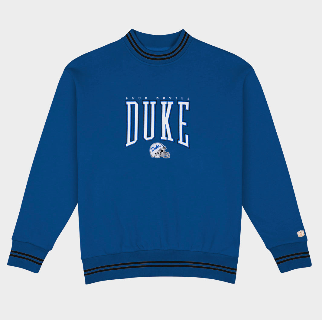 Duke Football Embroidered Tri-Stripe Crewneck
