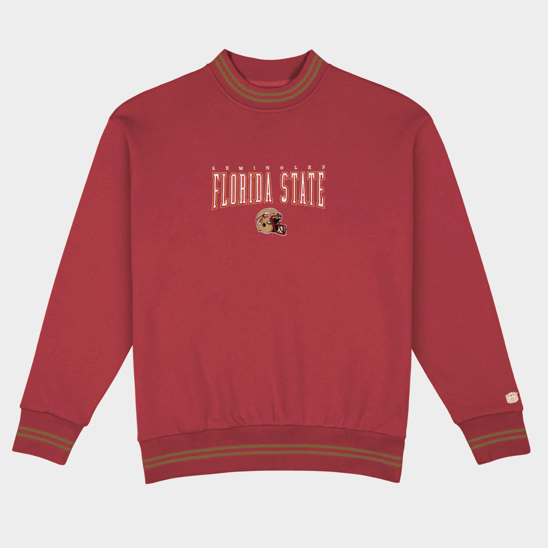 Florida State Football Embroidered Tri-Stripe Crewneck