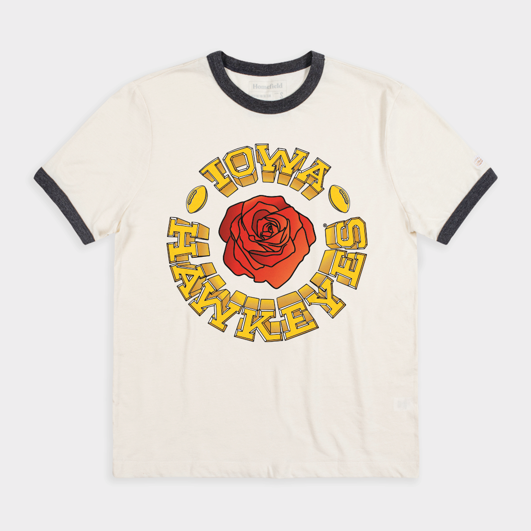 Iowa Hawkeyes Vintage Roses Ringer Tee