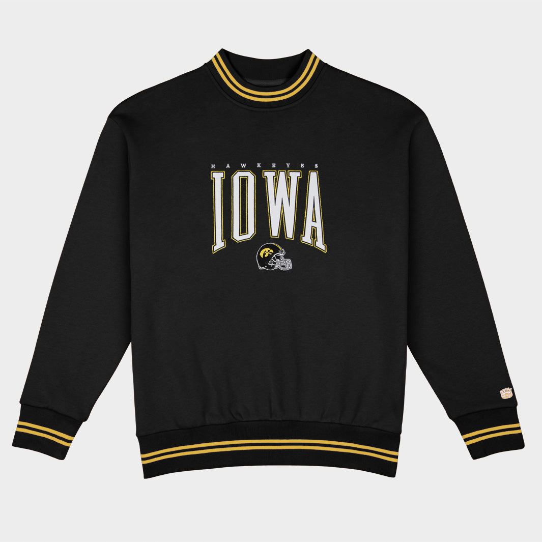 Iowa Football Embroidered Tri-Stripe Crewneck