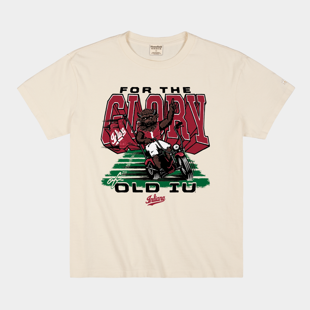 Indiana Football "For the Glory of Old IU" Bison Vintage Heavyweight Tee