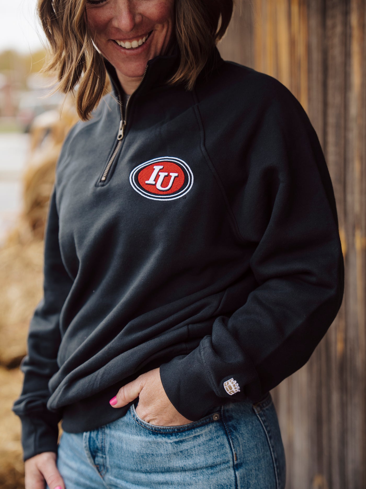 Indiana Retro Oval IU Logo Quarter Zip