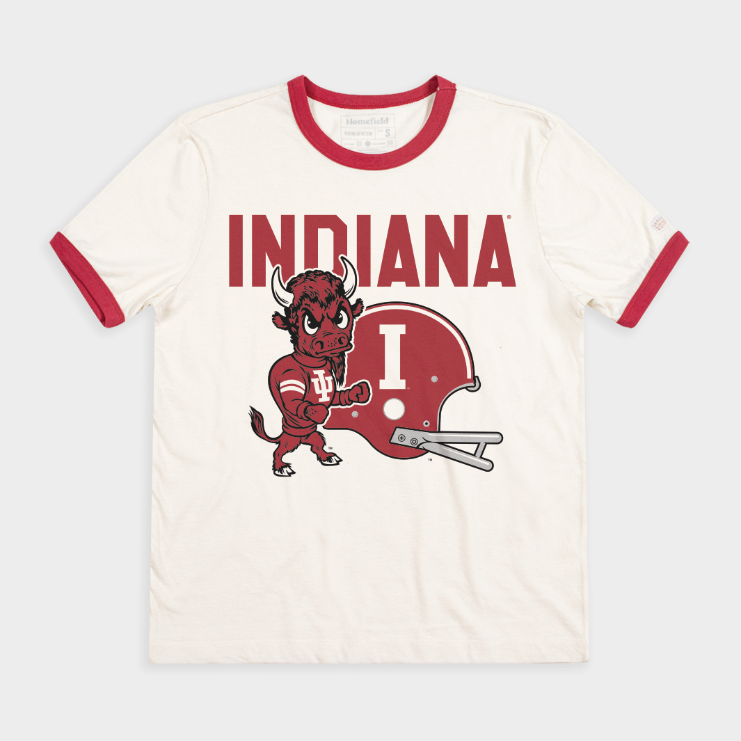 Indiana 1960s Bison and Football Helmet Ringer Tee