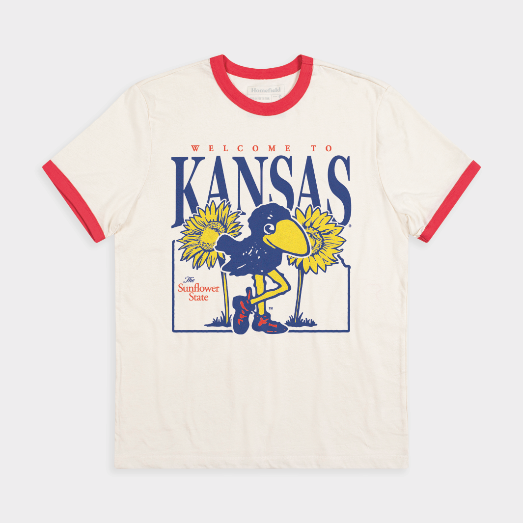 Vintage "Welcome to Kansas" Sunflower Ringer Tee
