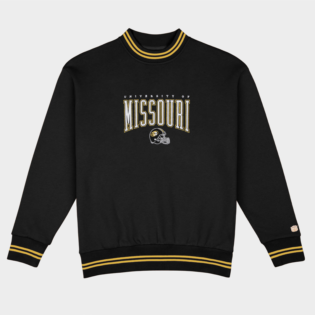 Mizzou Football Embroidered Tri-Stripe Crewneck