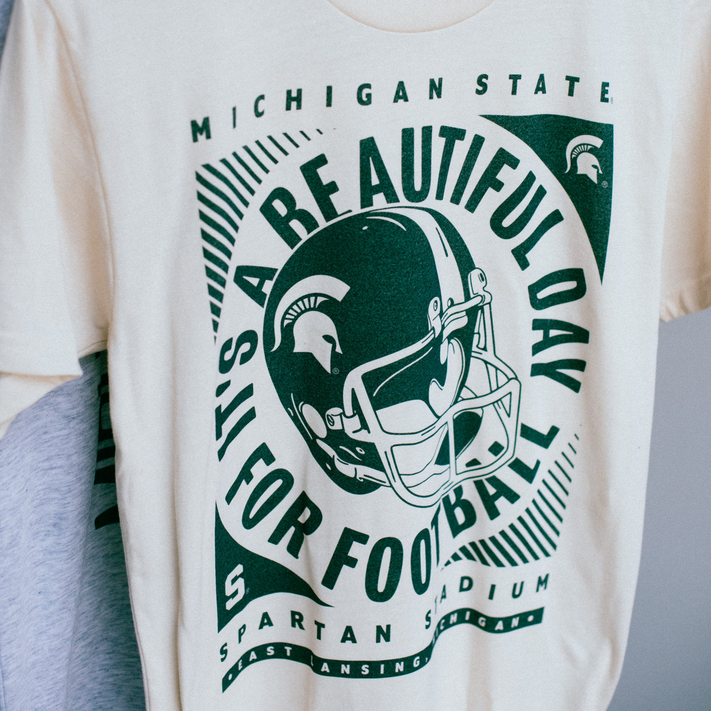 michigan state football gear MSU It's A Beautiful Day For Football Tee XXL / Cream, Homefield, Vintage College Apparel