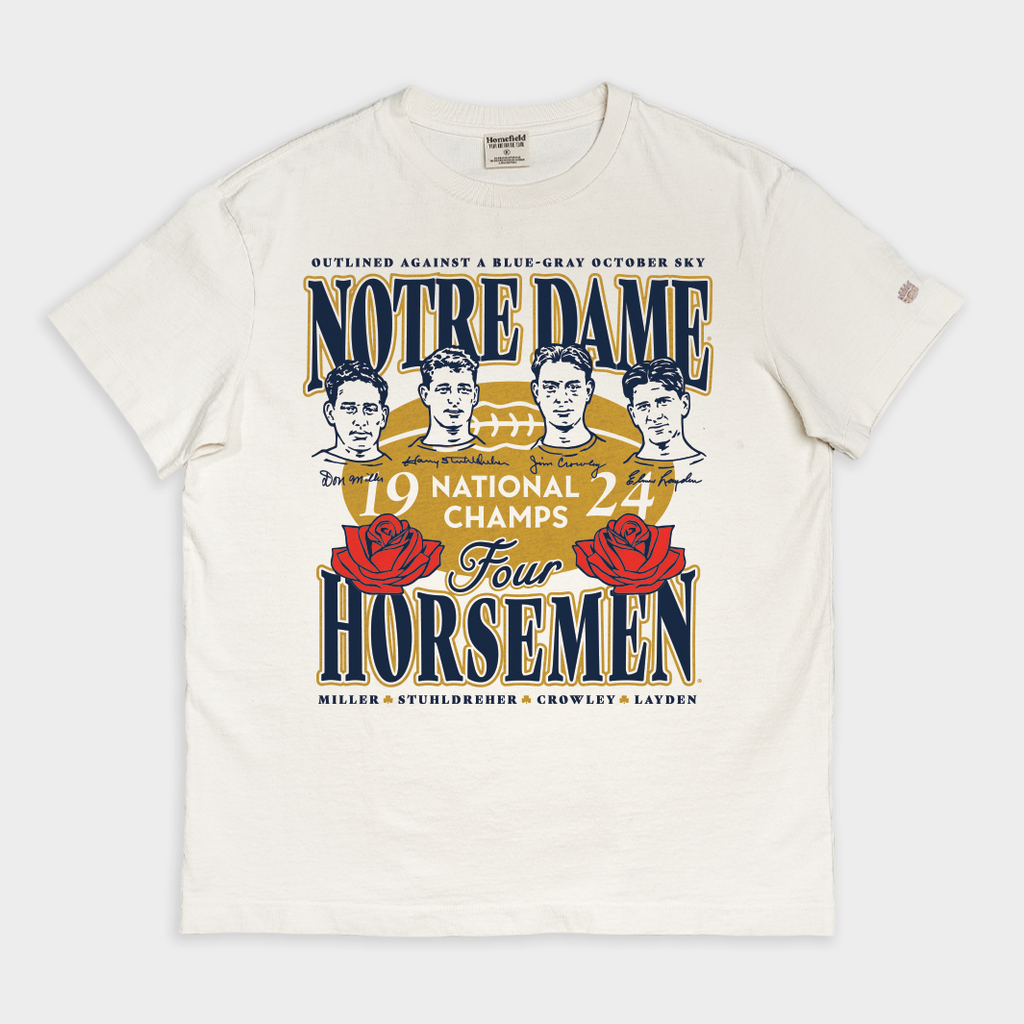Homefield Notre Dame 1924 Four Horsemen Championship Vintage Heavyweight Tee 3XL Cream