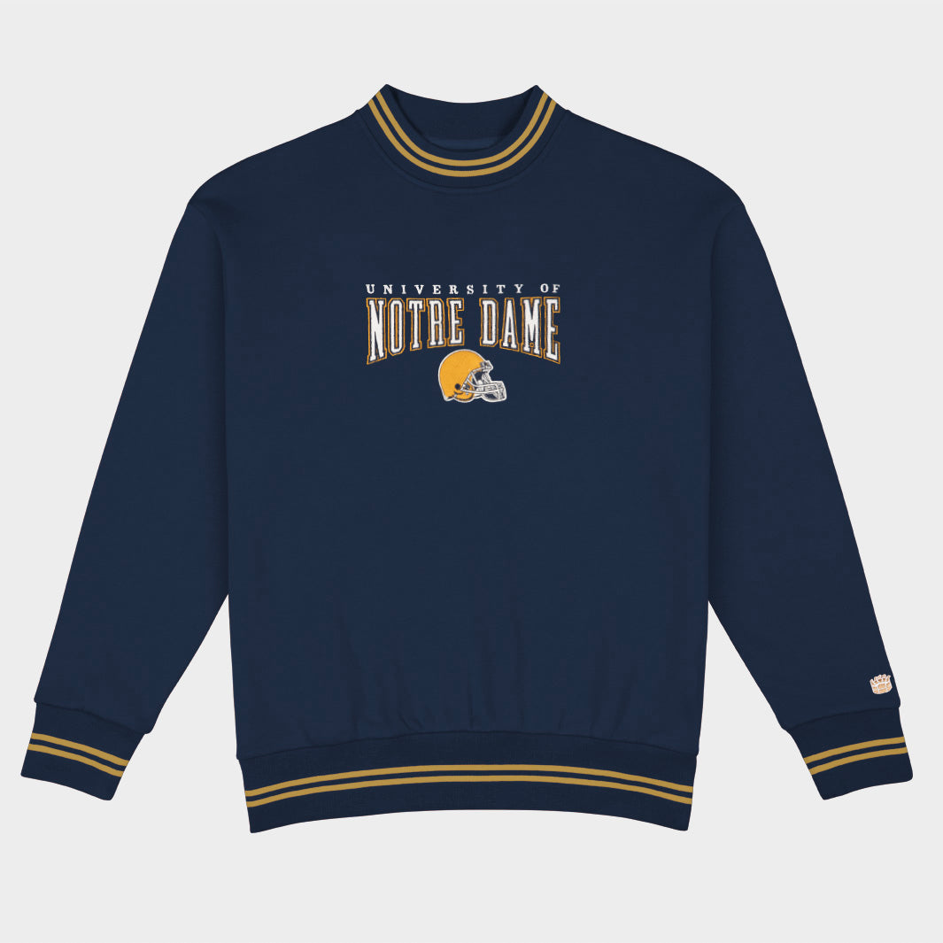 Notre Dame Football Embroidered Tri-Stripe Crewneck