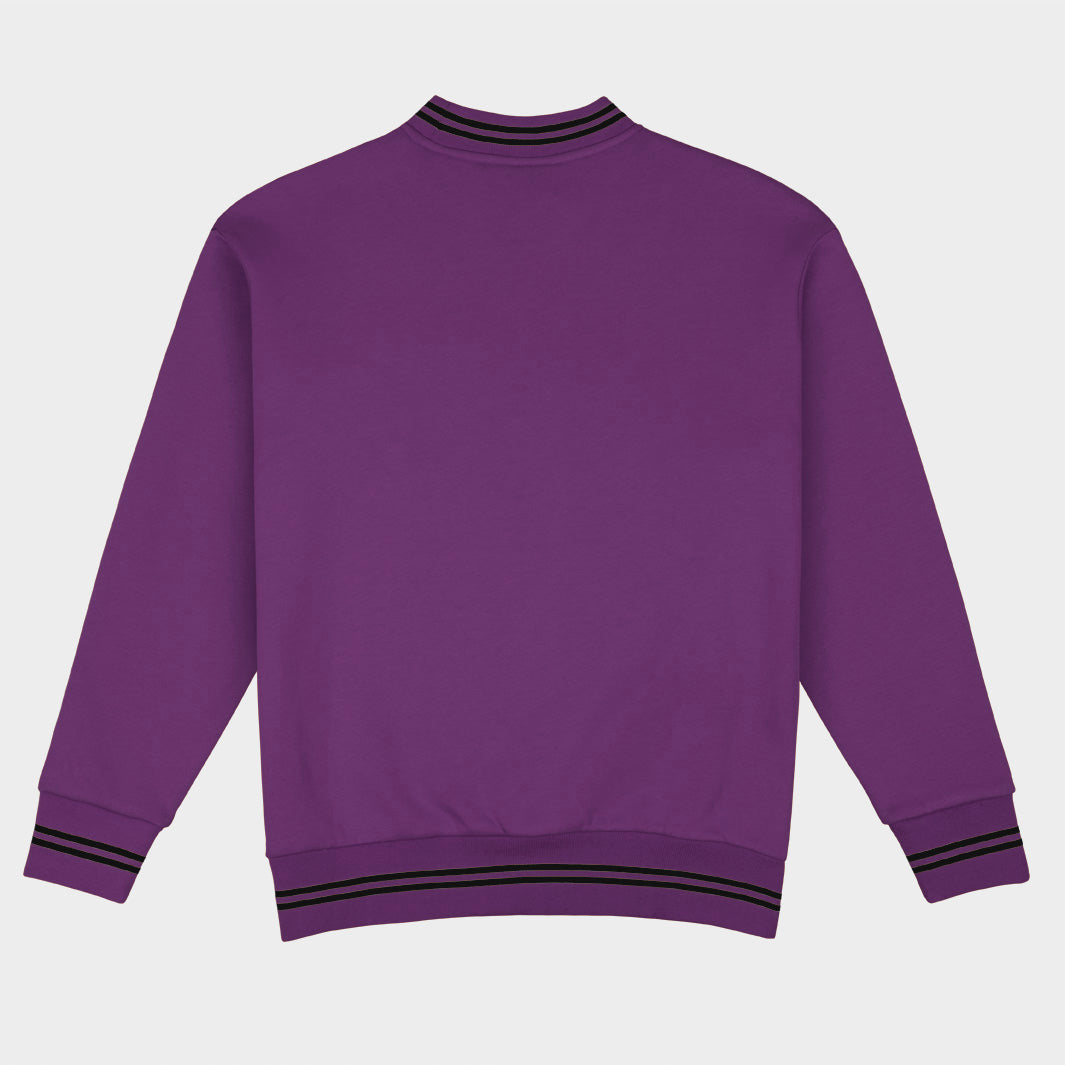 Northwestern Football Embroidered Tri-Stripe Crewneck