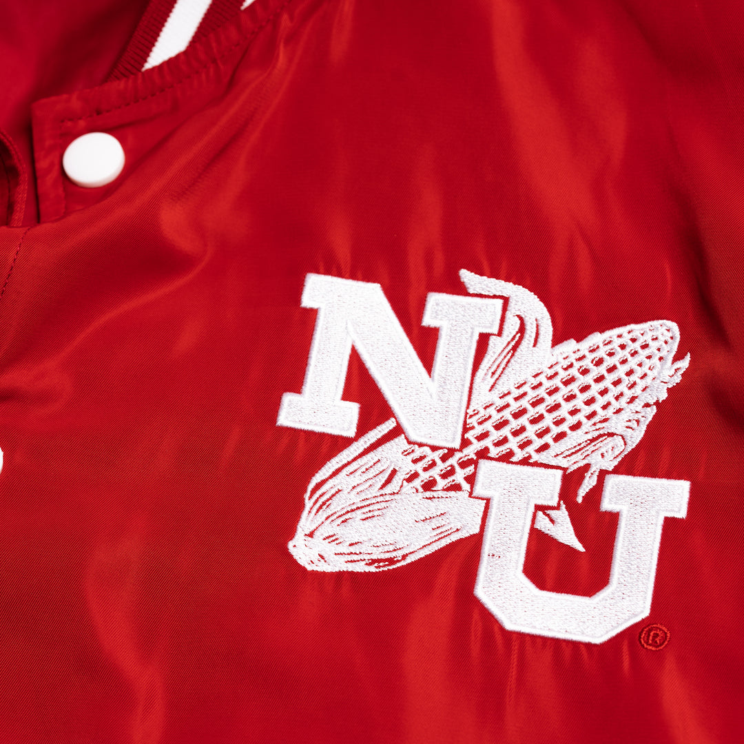 Pro Standard Women's University Of Nebraska Satin Jacket - Red College Classic Essentials Varsity Jacket, Size M