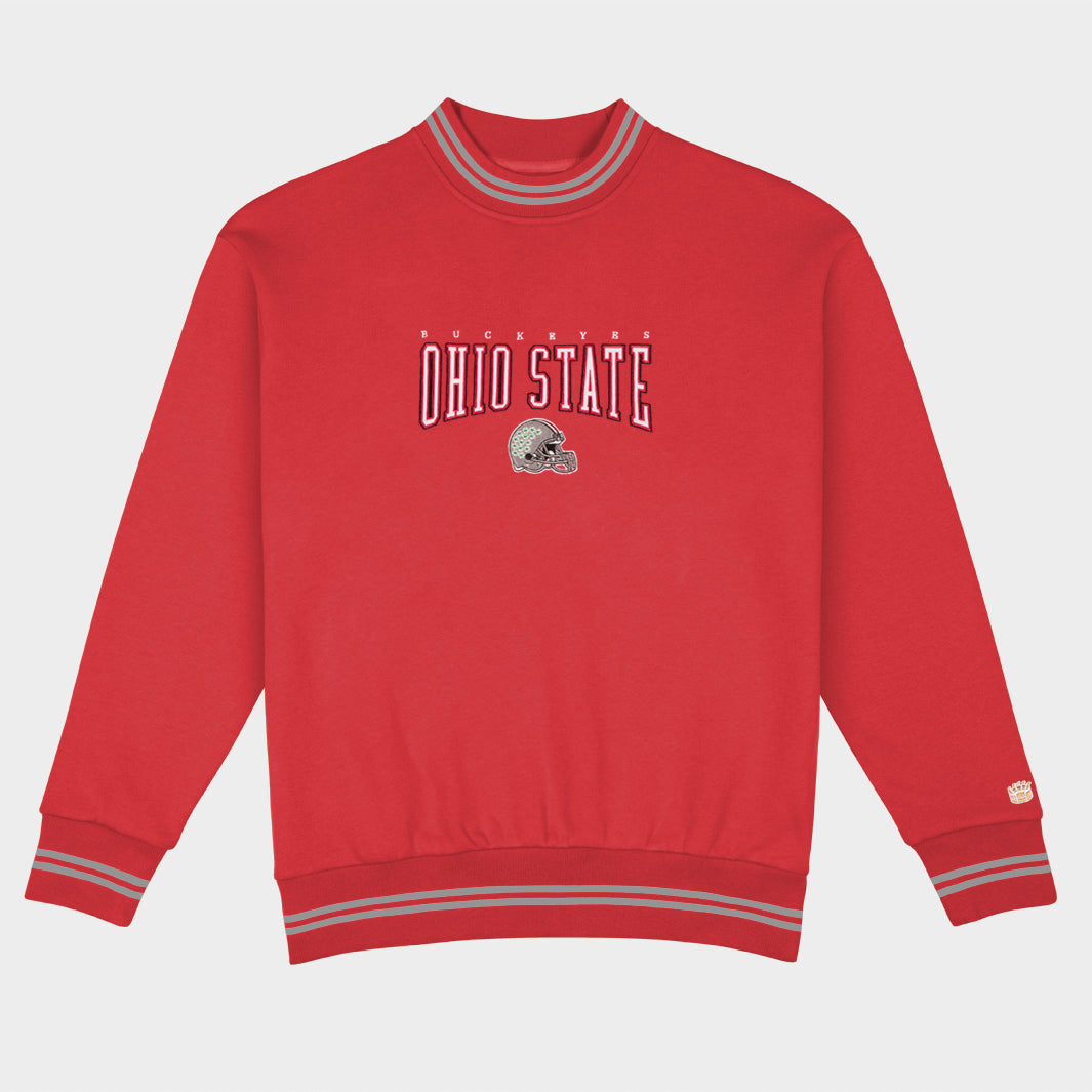 Ohio State Football Embroidered Tri-Stripe Crewneck