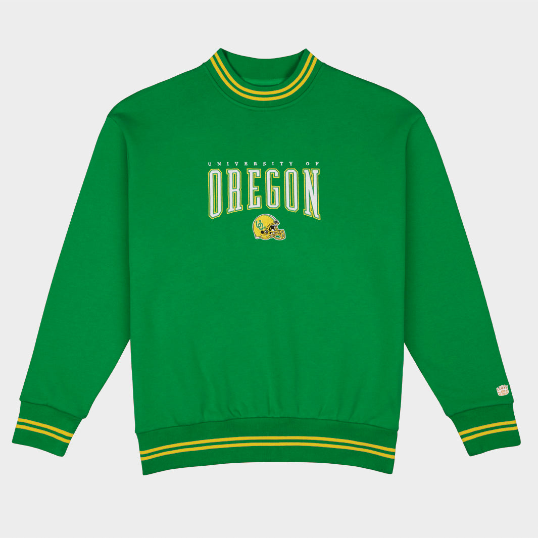 Oregon Football Embroidered Tri-Stripe Crewneck