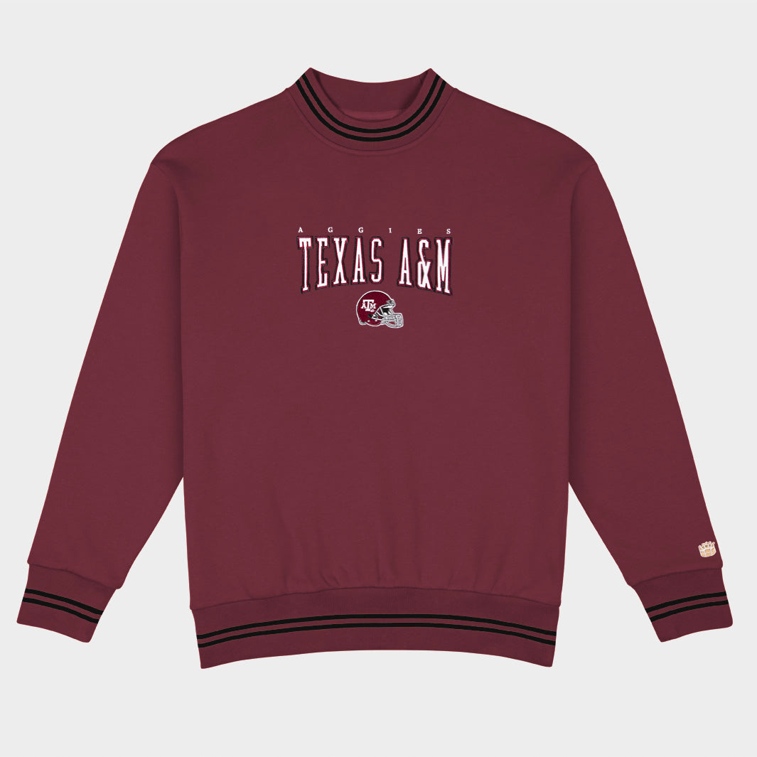 Texas A&M Football Embroidered Tri-Stripe Crewneck
