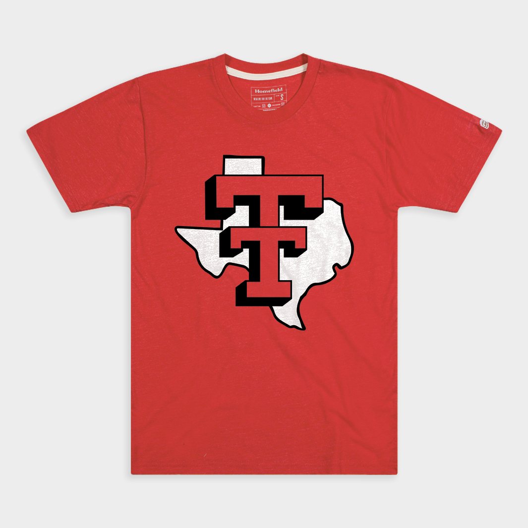 Red Texas Outline Double "T" Tee