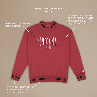 Notre Dame Football Embroidered Tri-Stripe Crewneck