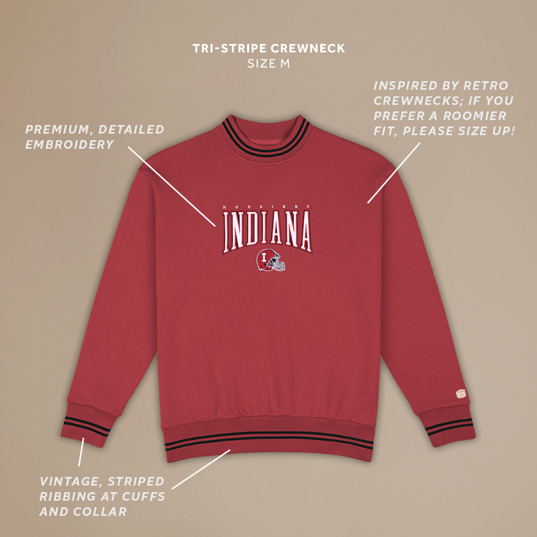 Ohio State Football Embroidered Tri-Stripe Crewneck