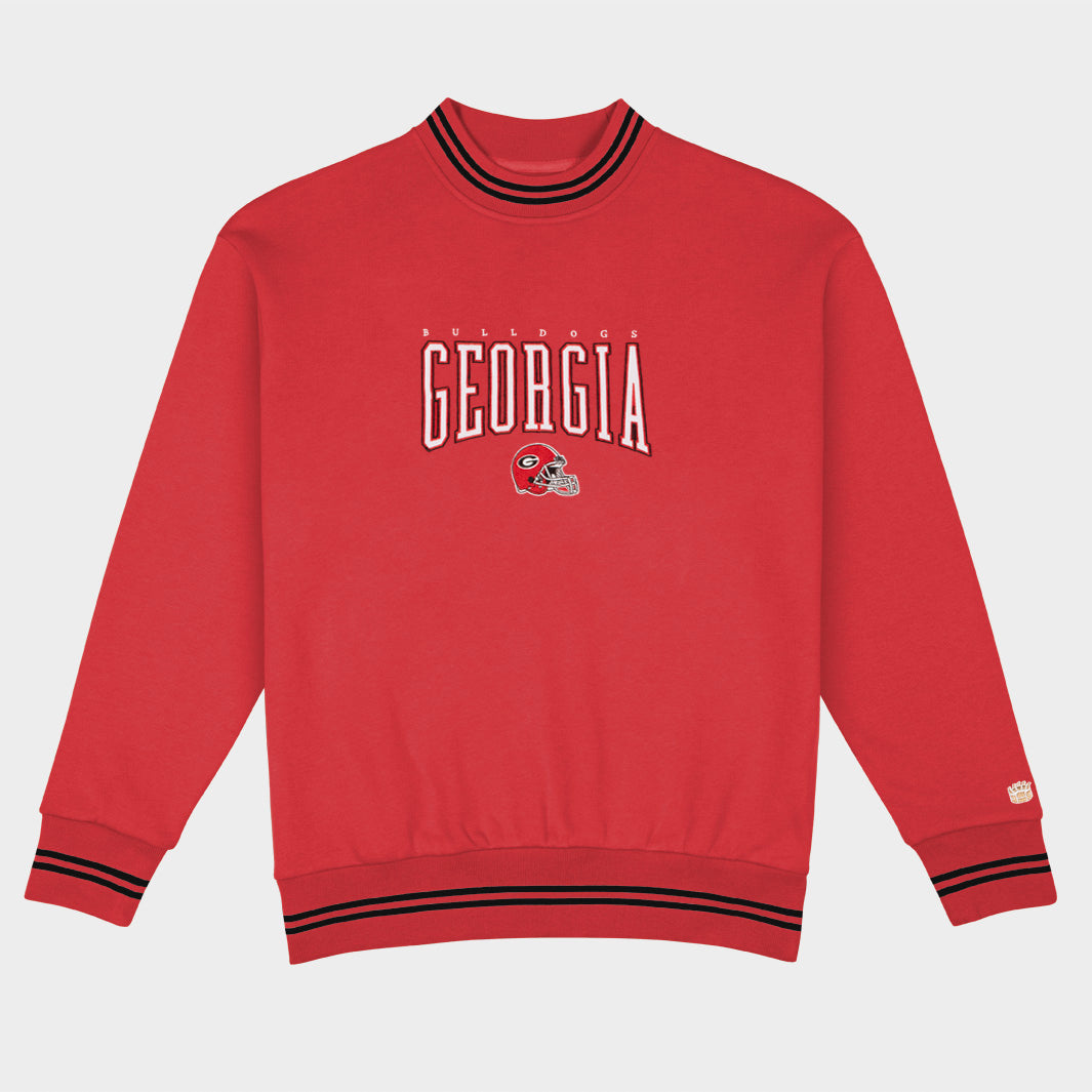 Georgia Football Embroidered Tri-Stripe Crewneck