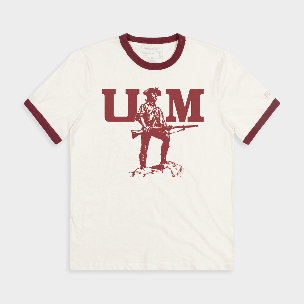 UMass Vintage Minuteman Logo Ringer Tee