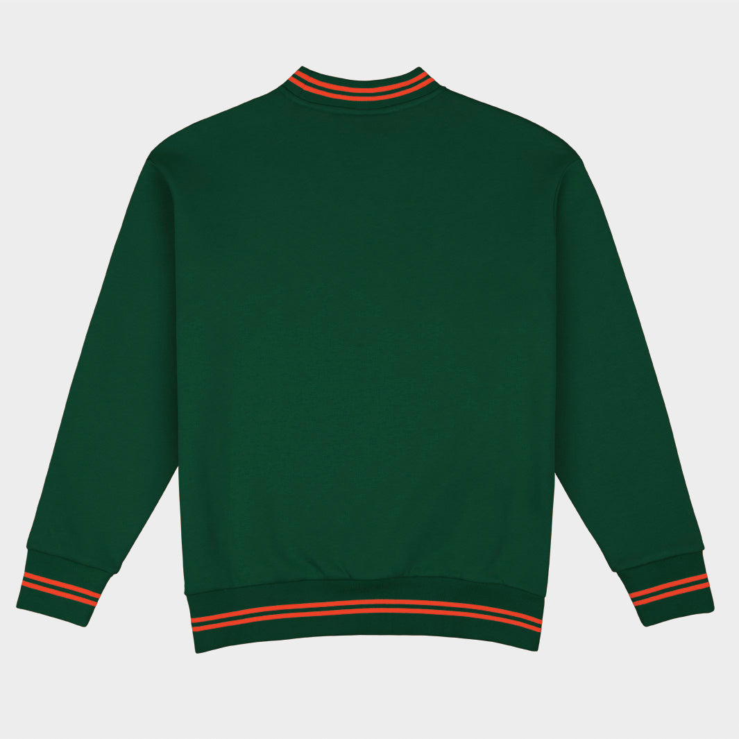Miami Football Embroidered Tri-Stripe Crewneck