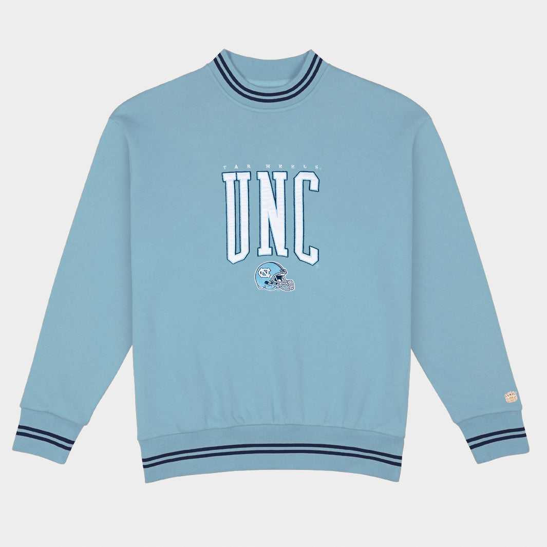 North Carolina Football Embroidered Tri-Stripe Crewneck