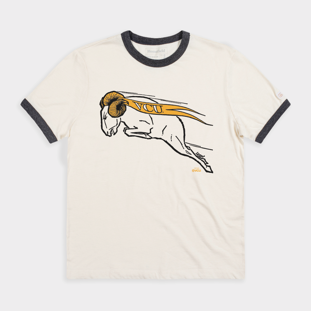 VCU Retro Jumping Ram Logo Ringer Tee | Homefield