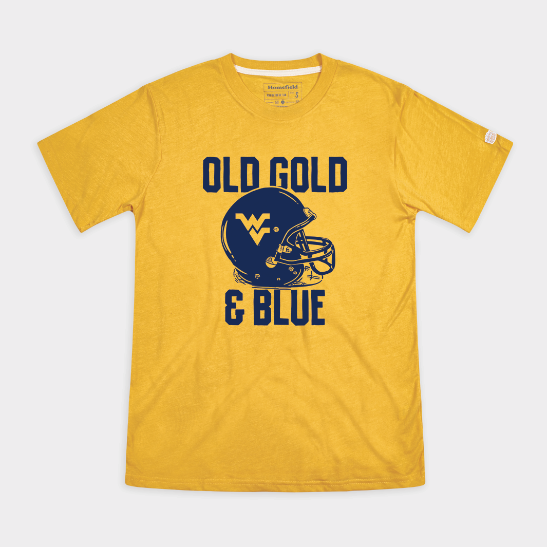 Old Gold & Blue Retro WVU Football T-Shirt