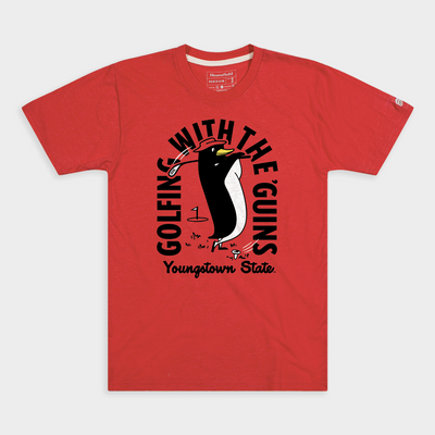 Retro Golfing Penguin Youngstown State Tee