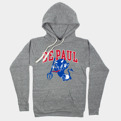 DePaul University Blue Demons Shield T-Shirt - Officially Licensed NCAA Apparel, Medium Heather Charcoal