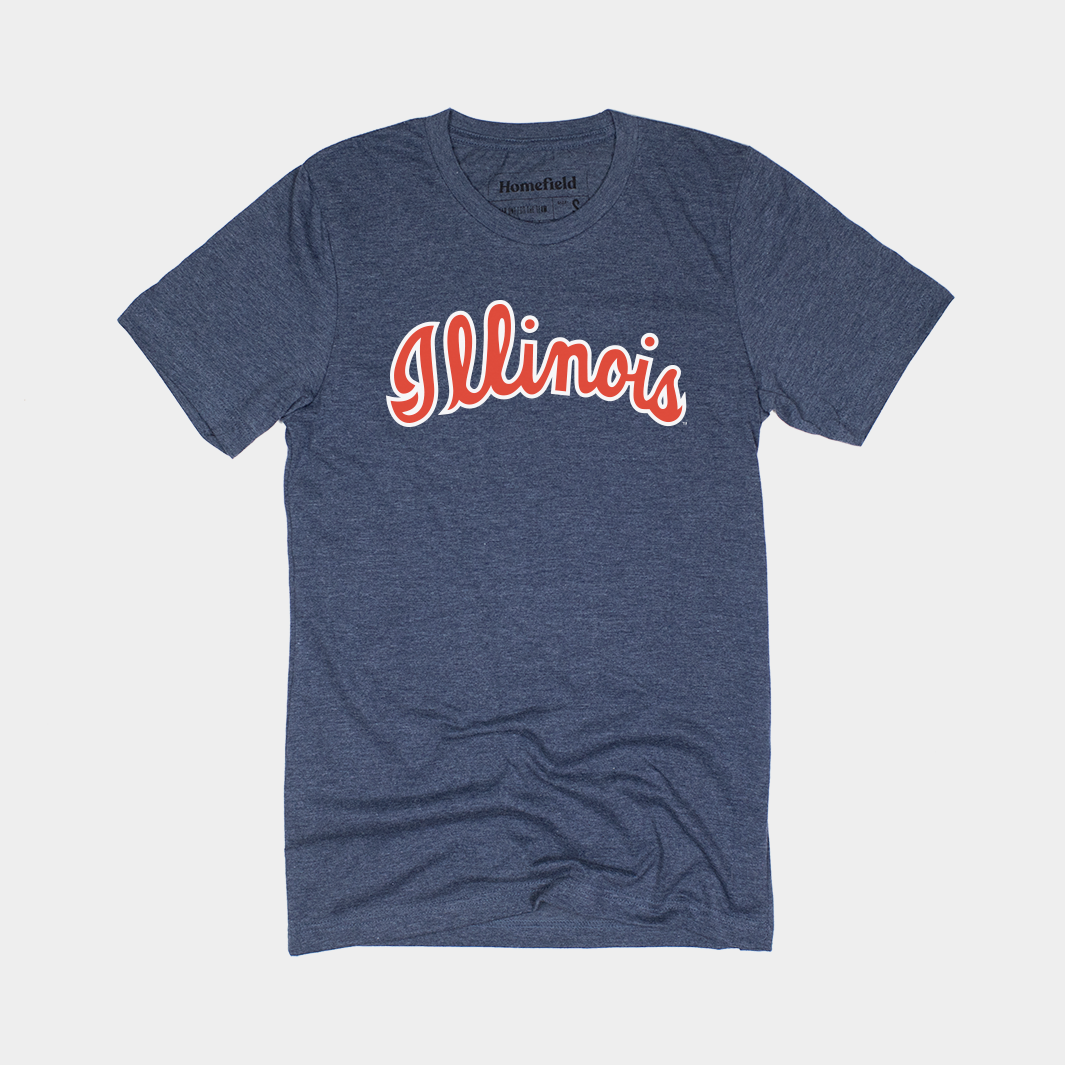 Retro 1970s Illinois Basketball Script T-Shirt