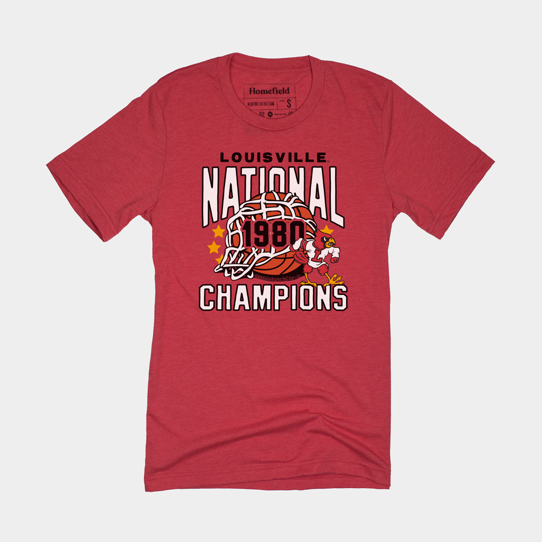 1980 Louisville Basketball Champs Red Tee